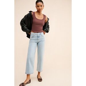 Agolde Ren Wide Leg High Rise Jeans Denim Light Blue Wash Size 30